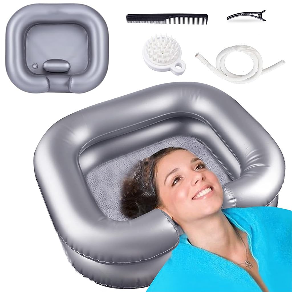 PALAY Inflatable Washing Hair Basin, Portable Hair Washing Tray for Elderly, Disabled, Pregnant, Injured, Bedridden and Handicap, Hair Washing Sink with Drain Tube Use, Pink PALAY Inflatable Washing Hair Basin, Portable Hair Washing Tray for Elderly, Disabled, Pregnant, Injured, Bedridden and Handicap, Hair Washing Sink with Drain Tube Use, Pink